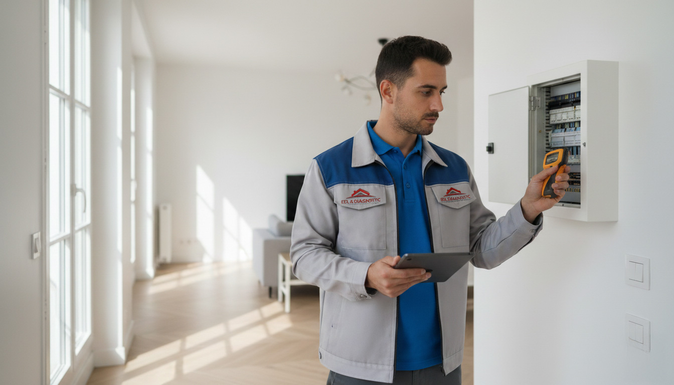 Diagnostiqueur immobilier réalisant une inspection technique