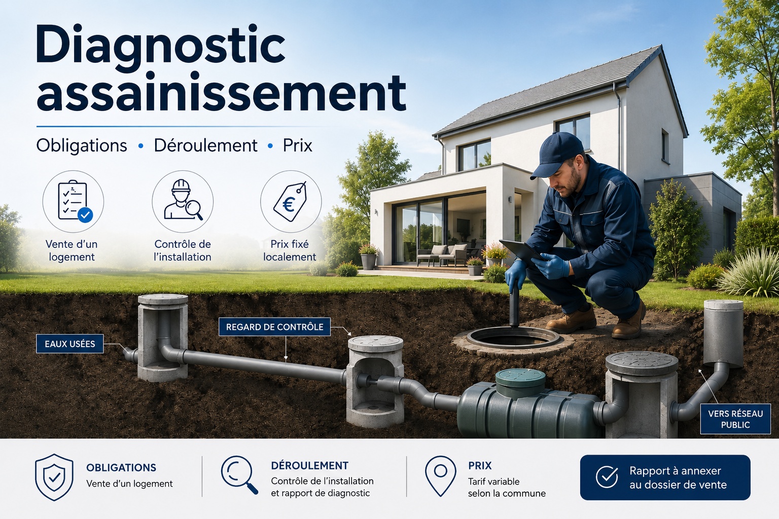 Diagnostic assainissement : obligations, déroulement, prix